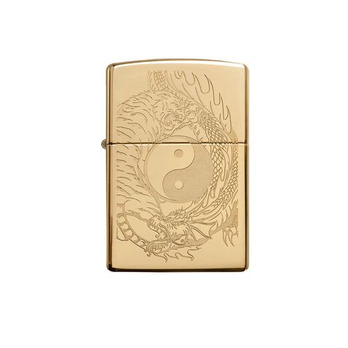 zippo之宝 防风煤油打火机 龙争虎斗光泽蚀刻工艺