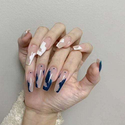 赢夫人mrswin指甲贴片美甲成品长款欧美奶茶咖色极光杏仁圆尖头显手白