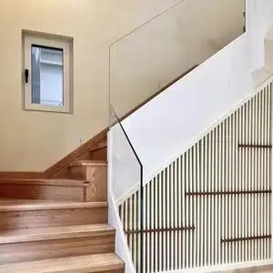 钢化玻璃扶手超白玻璃楼梯扶手实木楼梯定制护栏围栏苏州楼梯玻璃