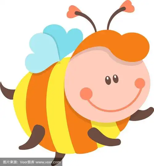 可爱的蜜蜂卡通飞行孤立