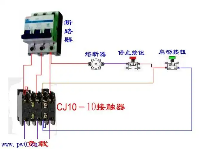 组合电器交流接触器实物接线图
