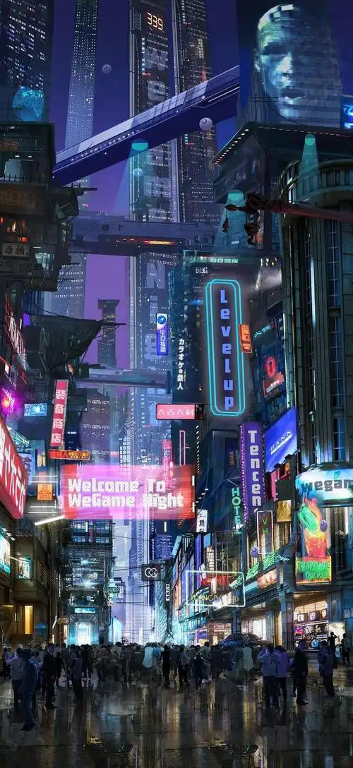 赛博朋克壁纸霓虹冷色科幻