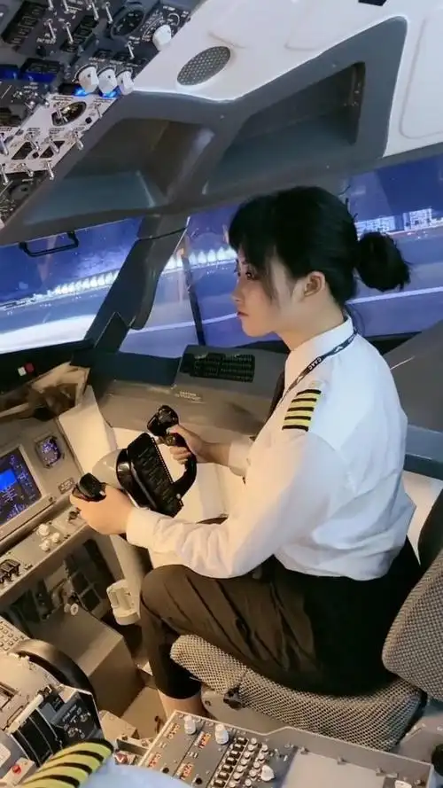 美丽大方可爱漂亮善良的女机长起飞