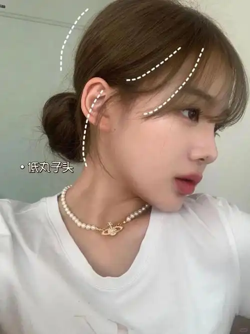 齐肩短发77空气刘海,拍照时一边头发别耳后,一边放下遮脸46615