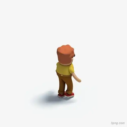 红色头发背面小人png素材透明免抠图片动植人物