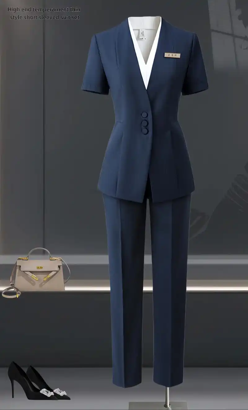 9599夏日职场气质修身时尚女神西装套装.女