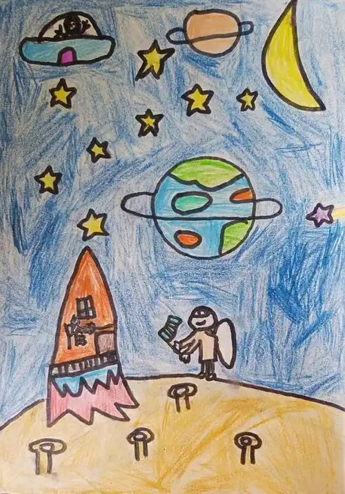 一年级绘画太空简笔画