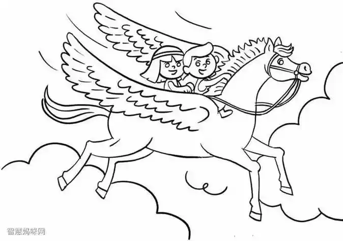 漂亮的月光天马独角兽简笔画图片飞马座与大力神简笔画图片天马座图片