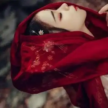 红色古风头像女生高清唯美的红衣女子古风真人头像图片