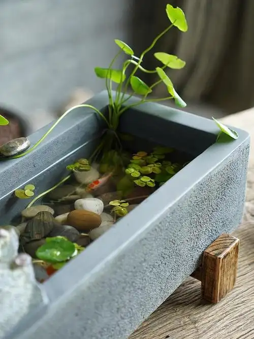 日本摆件水景鱼缸桌面办公室客厅家居流水mg摆件