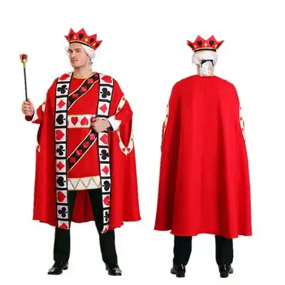 爱丽丝梦游仙境cos服装万圣节儿童演出成人红心红桃国王皇帝衣服