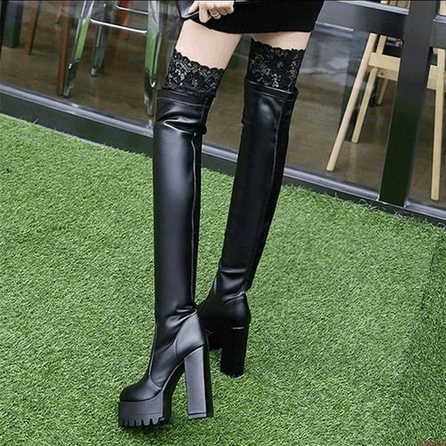 长靴高跟防水台