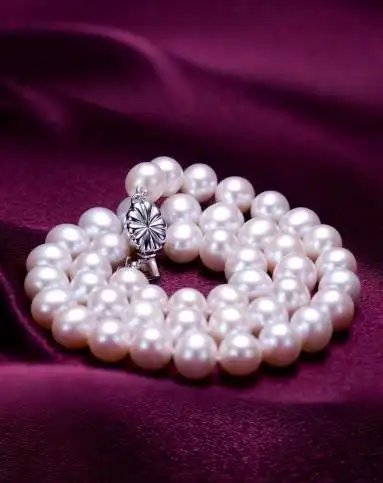 优雅9mm近圆天然淡水珍珠项链(赠证书)