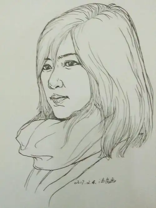 钢笔肖像画自选习作