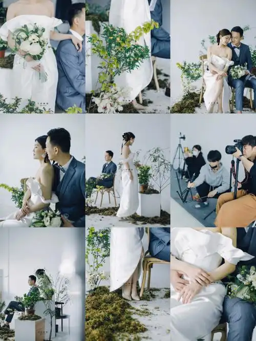 室内实景搭建小清新风婚纱照拍摄花絮