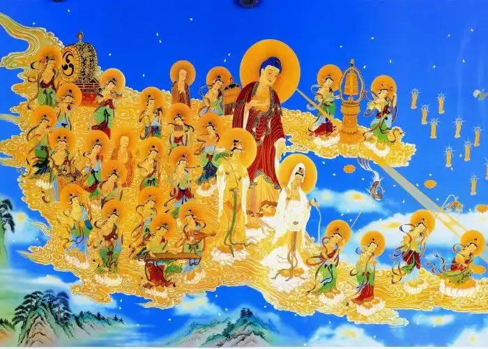 极乐世界接引图|2018年8月23日西方接引图极乐世界接引图|2018年8月23