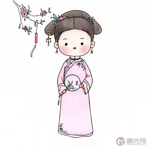 清宫女孩简笔画画法清宫美女简笔画画法教程古代贵人简笔画步骤图