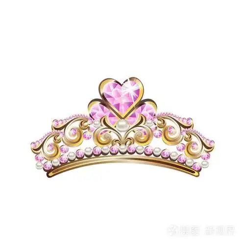 珍珠和粉红色宝石公主的皇冠.矢量插图