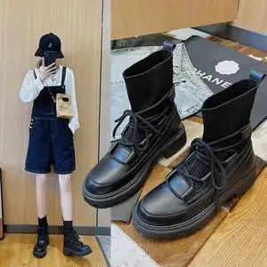 少女黑色皮鞋学院风透气长筒袜靴中学生主持人演讲演出校服礼服鞋