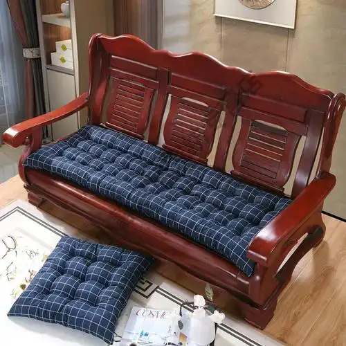 实木沙发垫秋冬四季通用长条垫子老式木质三人位沙发坐垫加厚 黑色