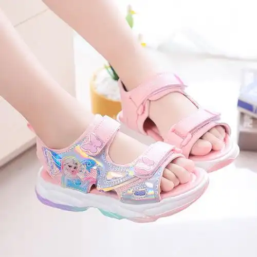 冰雪奇缘爱莎公主女童凉鞋夏季中大童儿童防滑软底女孩鞋运动鞋子