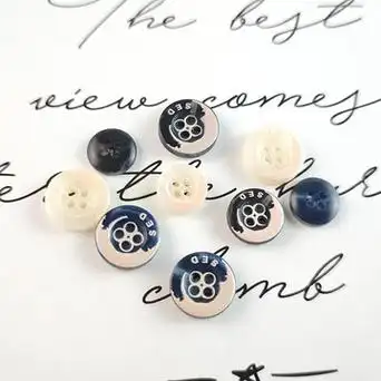 天然树脂纽扣 宽边四孔扣 衬衫polo衫纽扣 春秋季衬衫装饰小纽扣