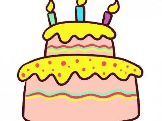 生日蛋糕简笔画带颜色教程,一步一步教大家怎么画生日蛋糕