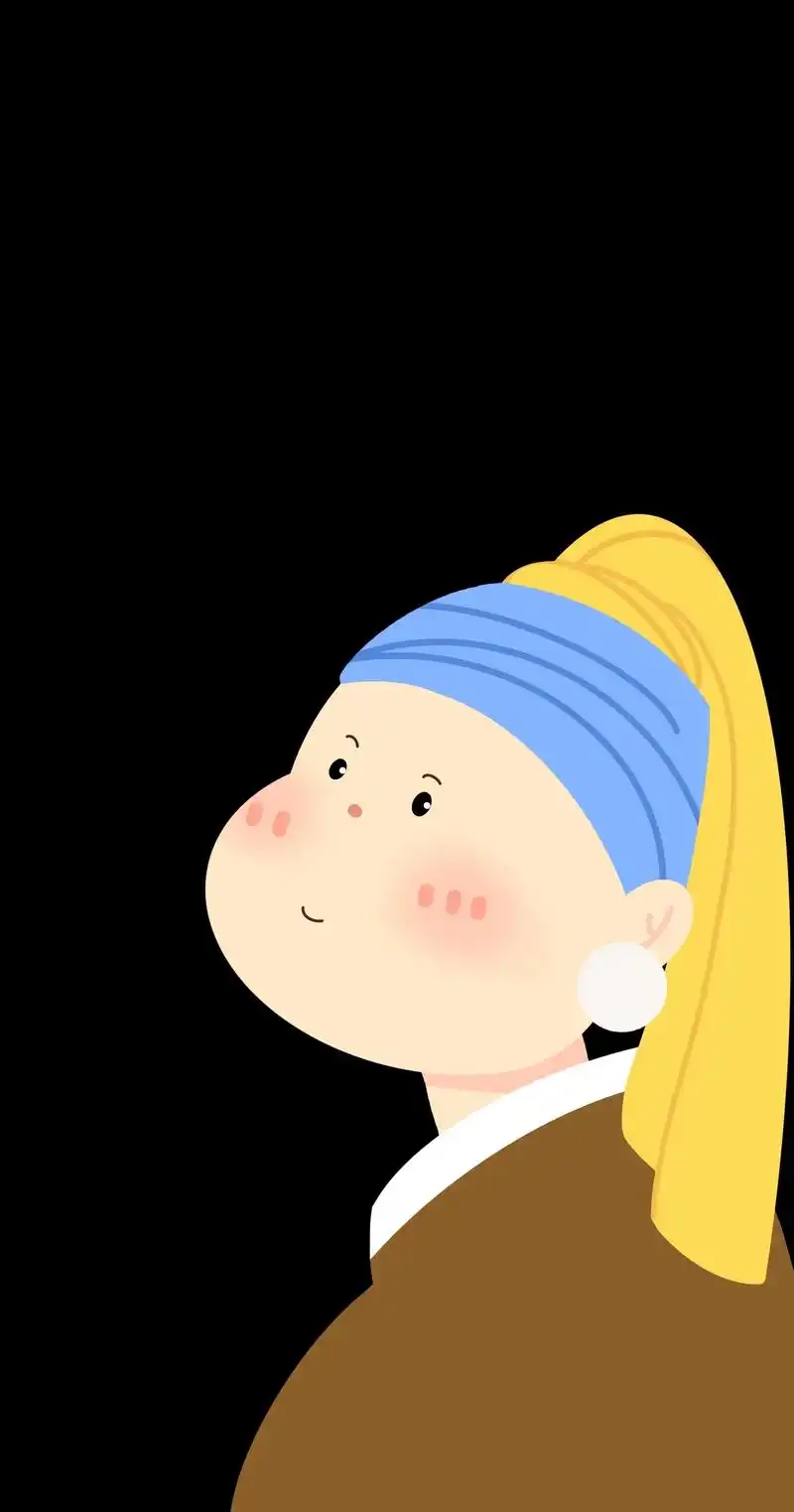 世界名画再创作|《戴珍珠耳环的少女》原创插画|用自己的风格画 - 抖