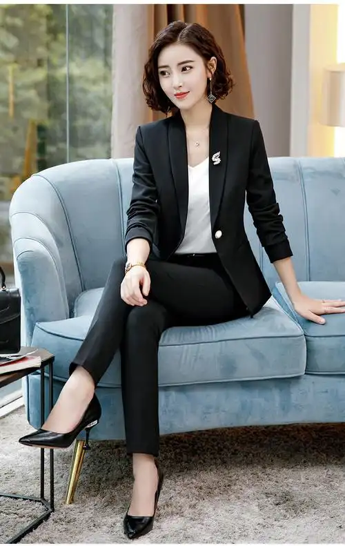 女装套装 笙冉(shengran) 2020西服女装荷叶边女士小西装套装职业装