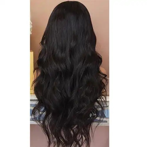 波浪卷发纯黑高温丝黑色假发长卷 欧美风时尚日用长发大长卷厂家