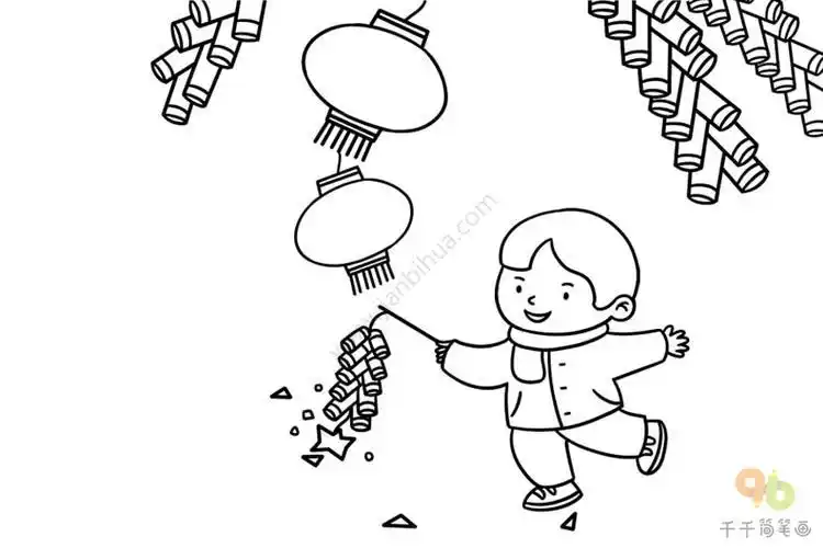 地上的布置简笔画春节