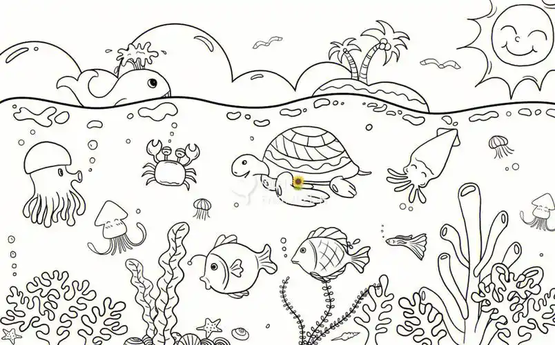 黑白线描儿童画线稿