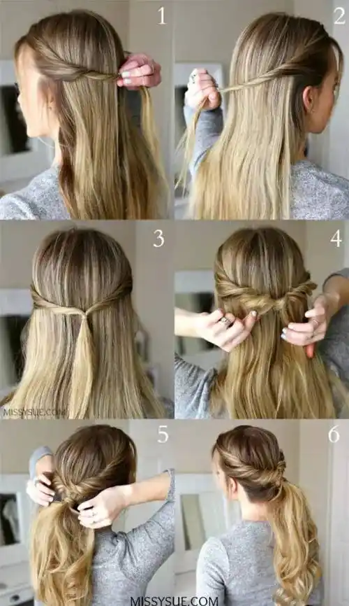 高低马尾辫的各种扎法步骤图解片