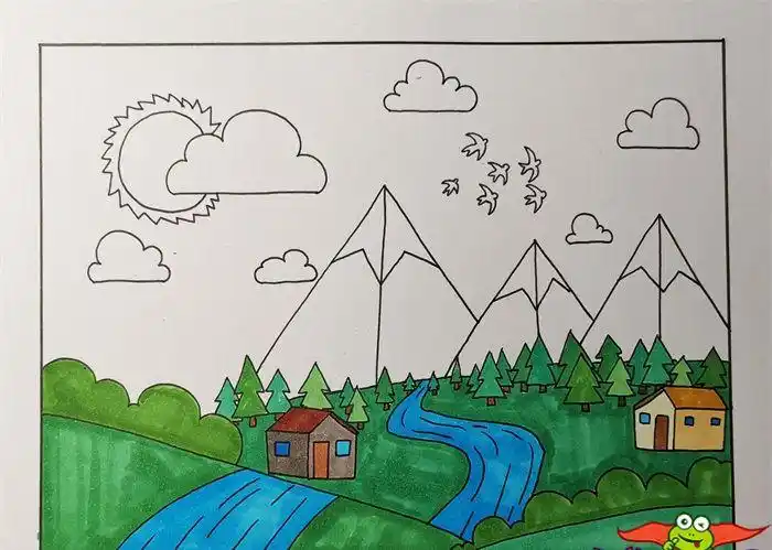 一幅春天简单漂亮的画,春天怎么画简单好看