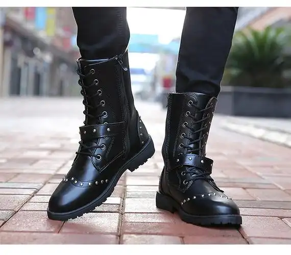 长筒靴男冬靴男款马靴长靴男男靴休闲男士马丁靴秋冬季高筒皮靴英伦流