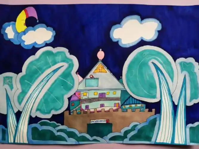 三年级美术丨上册丨黄色和蓝色的画学生作