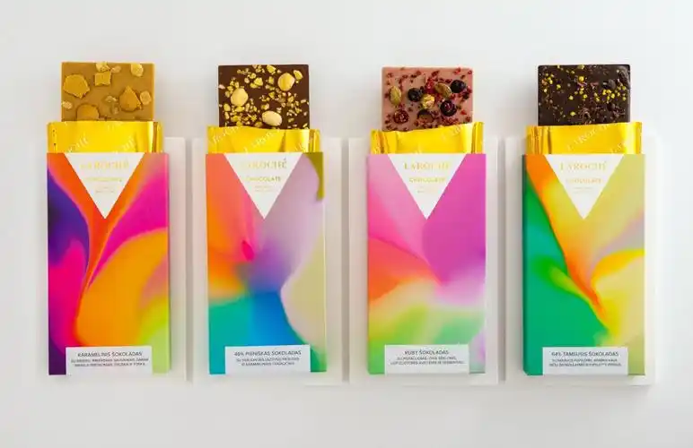 laroché充满活力的巧克力包装设计,抽象的纹理是参数化生成的,代表了