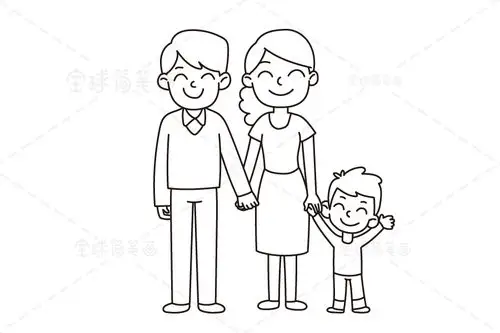 一家三口简笔画,世界上最快乐地日子,就是一家三口一起度过的每一天.