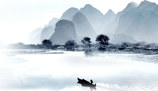 水墨古风山水画免扣png(1920x1104)png水墨风禅意家居海报背景模板