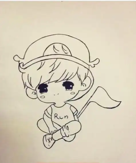 q版人物鹿晗卡通简笔画