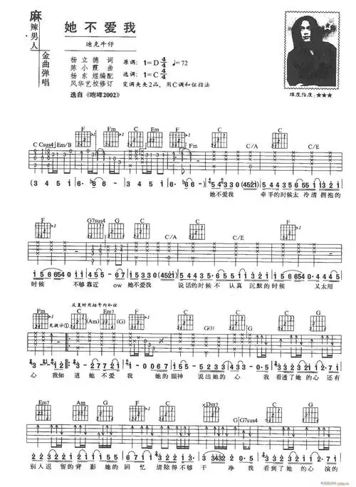 她不爱我(吉他谱)1
