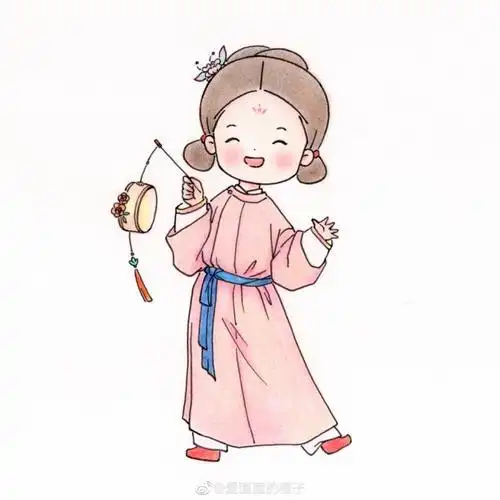 简笔画教程撑伞的汉服少女人物手绘超可爱的简笔画女孩古风汉服小女孩