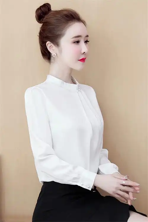 衬衫女2020新款春装洋气宽松缎面设计感小众上衣长袖雪纺衬衣