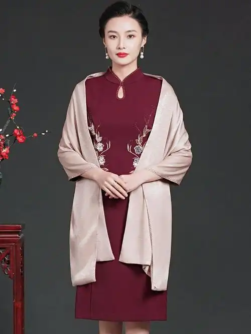 儿子结婚礼妈妈礼服高贵旗袍春秋装大码喜婆婆婚宴连衣裙两件套装