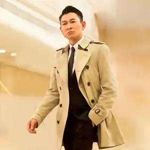 刘德华同款风衣男修身气质双排扣品牌大衣秋冬英伦外套潮私人定制