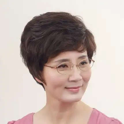中老年假发女短卷发中年短发妇女士老人整顶妈妈的真发套发型