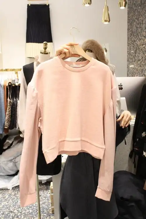 fave 女士拼接圆领短款t恤衫均码