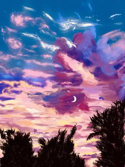 优美意境风景油画背景图