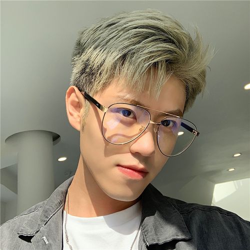 男_韩版潮男眼镜框ins风双梁平光镜超大框大脸显瘦素颜近视框架眼镜
