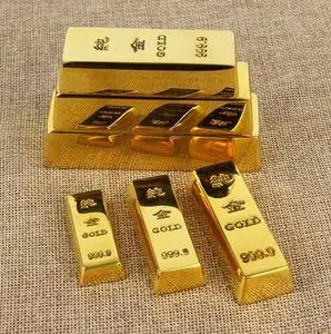 纯铜实心金条摆件金砖装饰品仿真金条纯铜金元宝摆件礼品大清金库